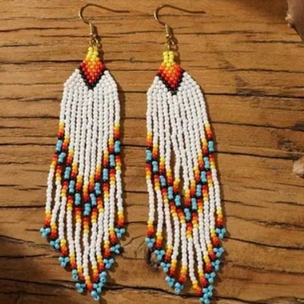 Native American Themed Beaded Earrings